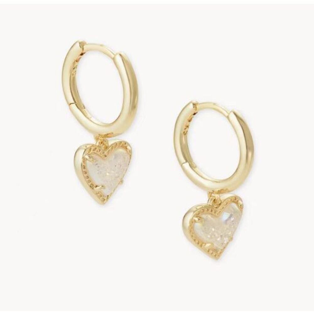 Kendra Scott White Heart Pendant Earrings